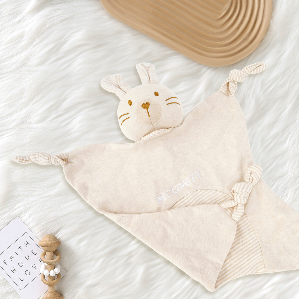 MCGMITT Brand Baby Security Blanket with Cuddle Rabbit - Soft Sensory Comfort Toy for Newborns & Infants