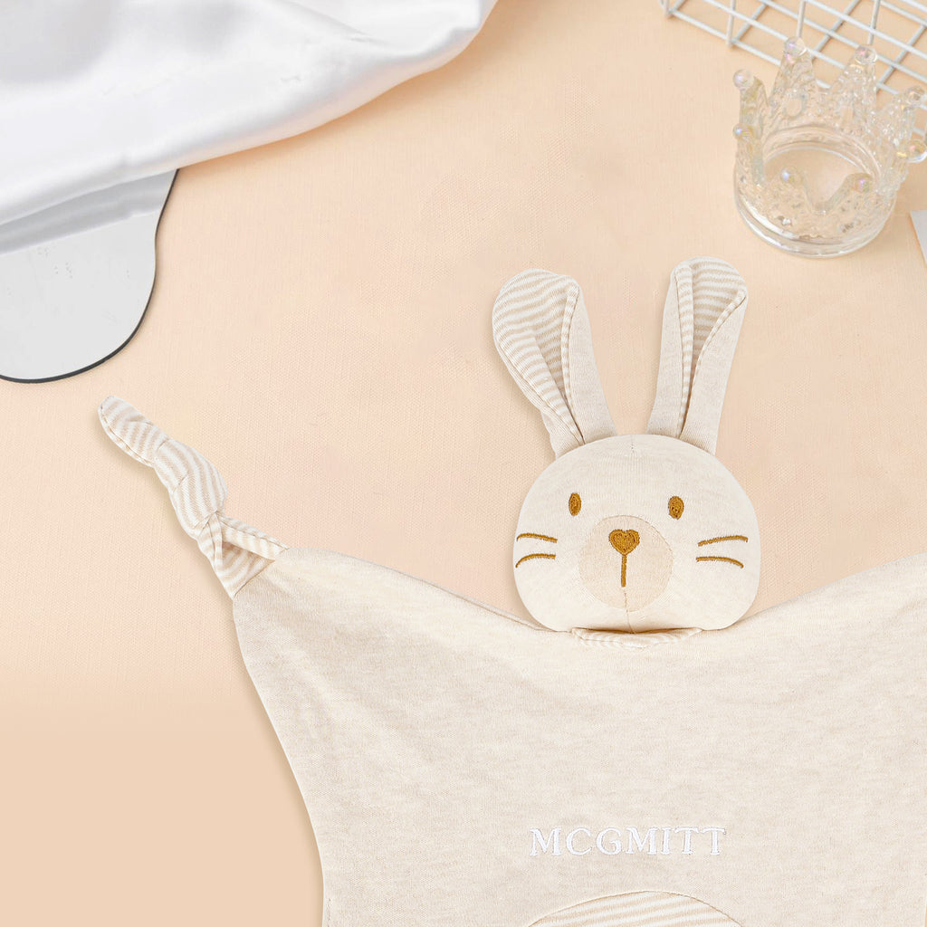 MCGMITT Brand Baby Security Blanket with Cuddle Rabbit - Soft Sensory Comfort Toy for Newborns & Infants