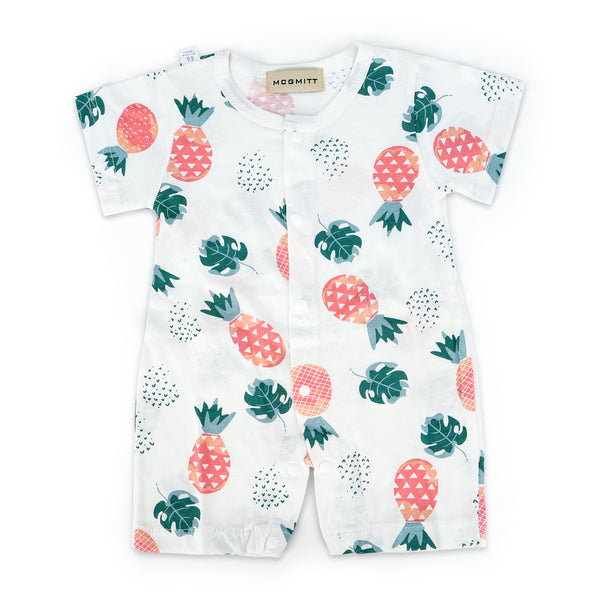 MCGMITT Baby Bodysuit Summer Short Sleeve, Infant Romper Side Snap Outfit, Newborn Breathable Mesh Cotton Onesie, Easy Dribble Front Creeper Outfit