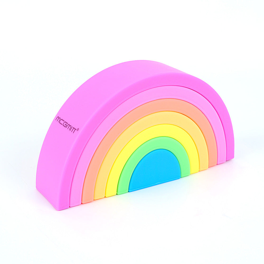 MCGMITT Brand Montessori Sensory Toys for 1-3 Year Old, Food-Grade Silicone Rainbow Stacking Toy, Educational Baby Learning Toy for Fine Motor Skills, Non-Toxic Toddler Puzzle Birthday Gift
