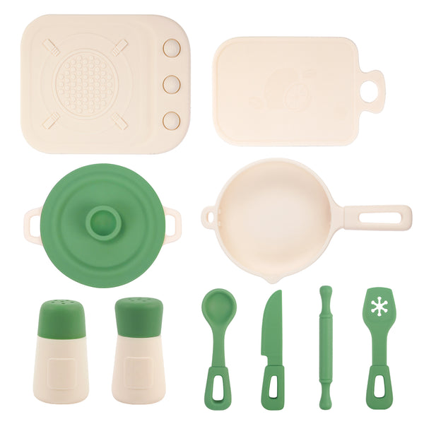 Kids Kitchen Silicone Pretend Play Kitchen Toy Set for Cooking