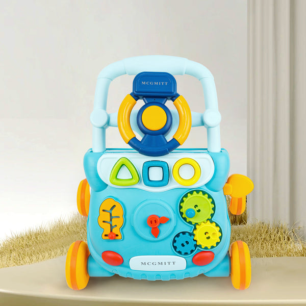 MCGMITT Brand Three-in-One Early Education Baby Walker Stroller Steerable Anti-Tip Multifunctional Toddler Toy Car for Babies Learning to Walk