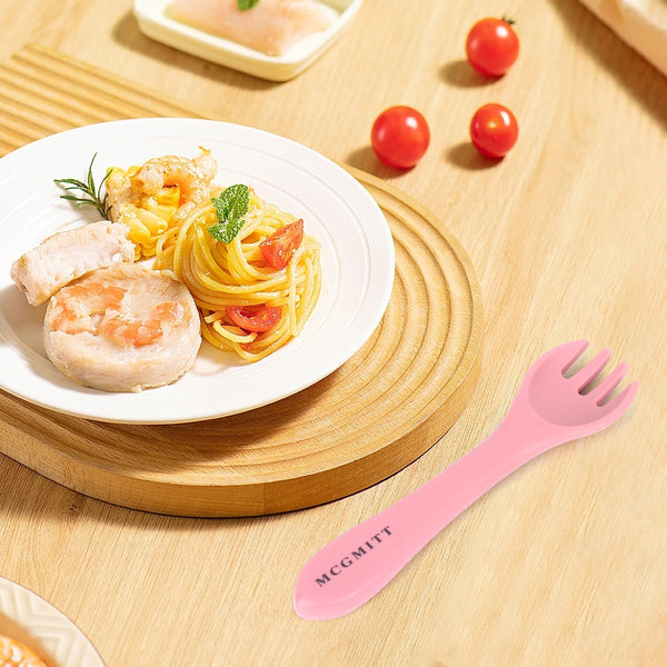MCGMITT Brand 1 baby silicone fork, silicone handle, children's non bisphenol A silicone feeding fork, Christmas gift, birthday gift