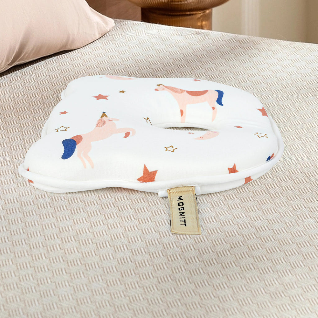 MCGMITT Brand ‌Washable Memory Foam Baby Head Support Pillow (0-12M) - Promotes Healthy Skull Shape & Safe Sleep
