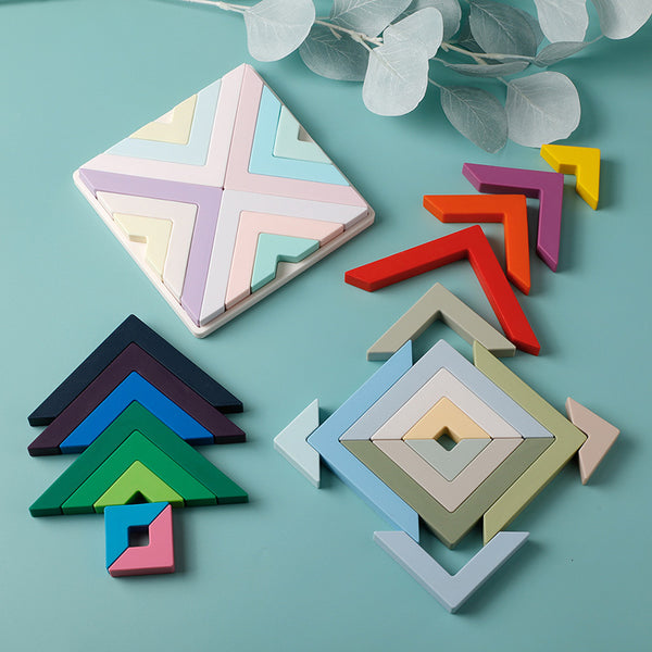 Food Grade Silicone Preschool Education Montessori Sorting Shape Puzzle Stacking Toy
