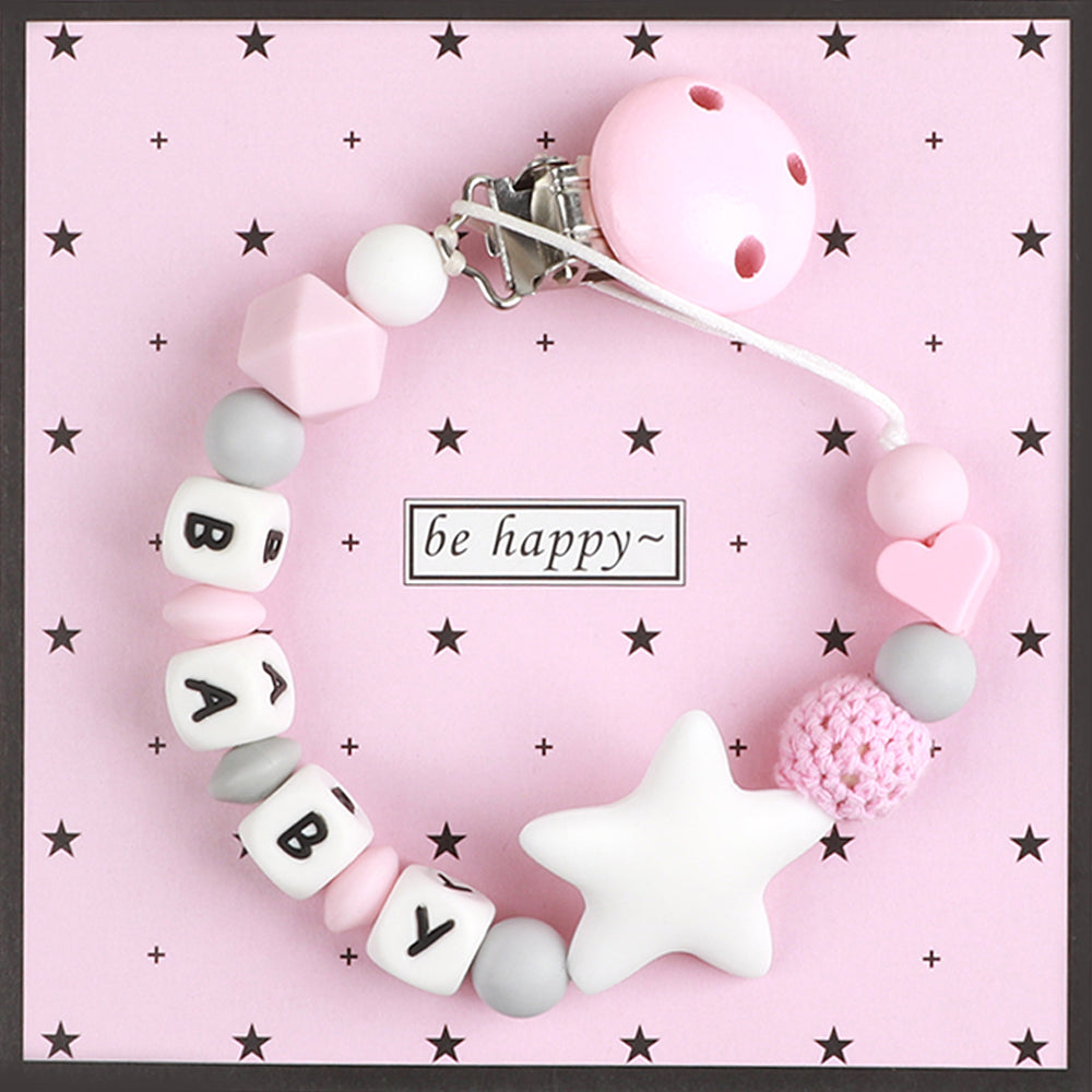 TYRY. HU Silicone Pacifier Chain Custom Name Baby Teething Cilp (STAR)