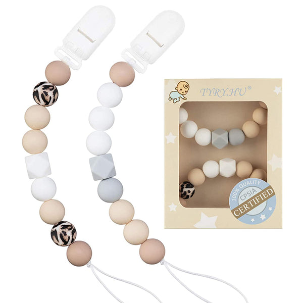 TYRY.HU Silicone Pacifier Clip Baby Shower Gifts ( Pack of 2)