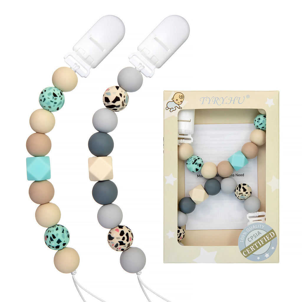TYRY.HU Baby Pacifier Clip Set 2 in 1 ( Fashion Style )